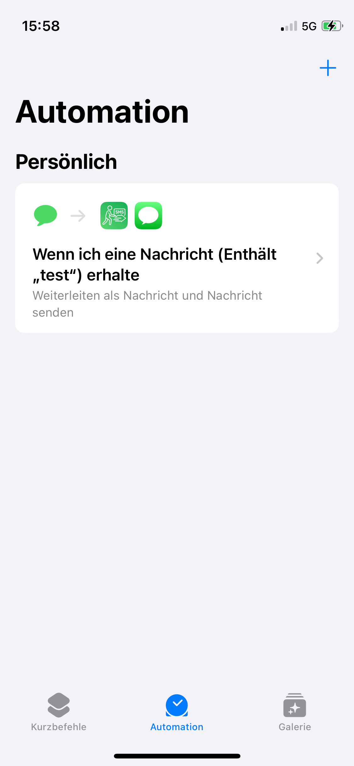 Screenshot SMS Setup ist fertig