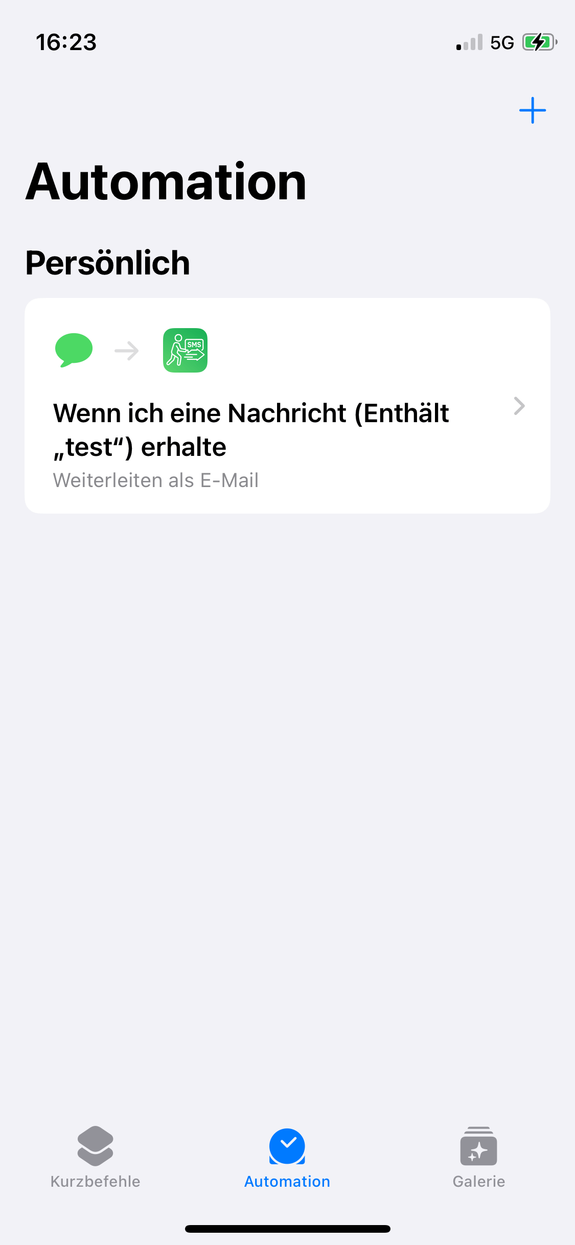 Screenshot SMS Setup ist fertig