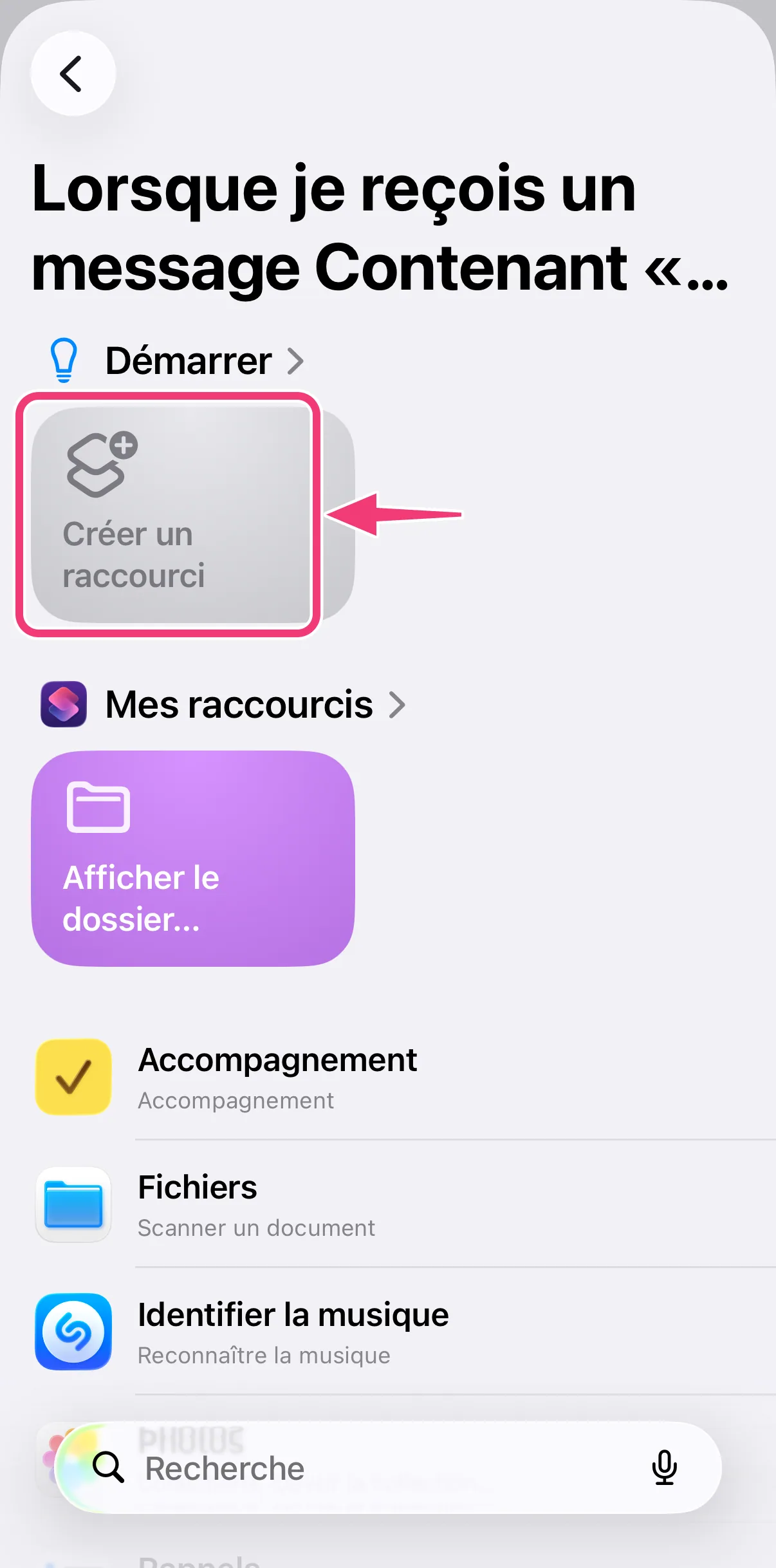 Capture : créer un raccourci