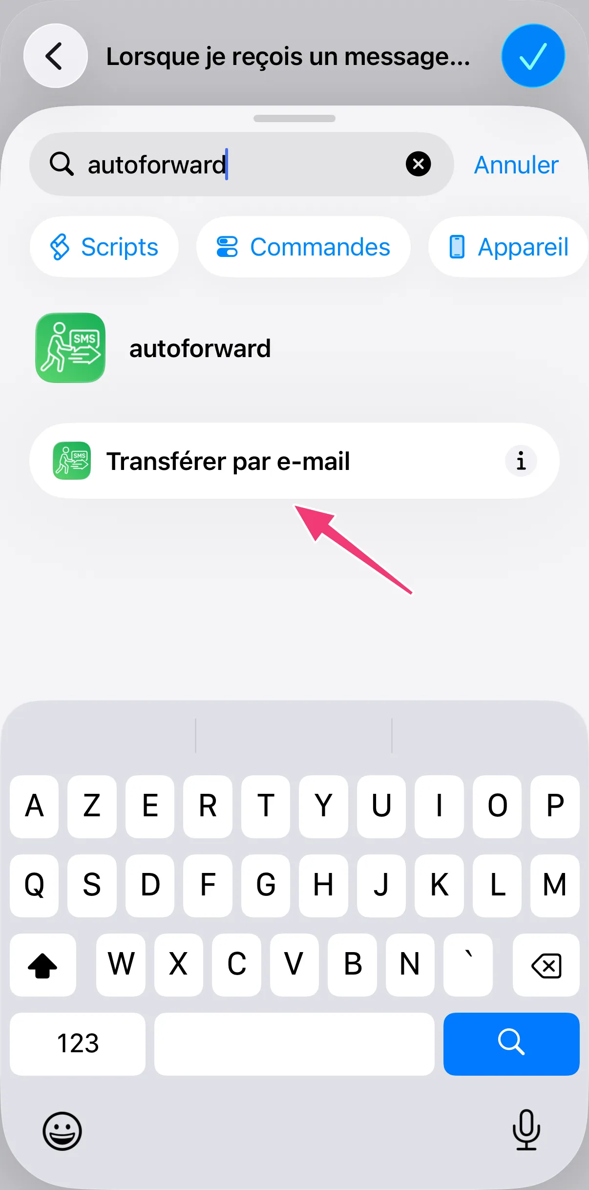 Capture : actions autoforward