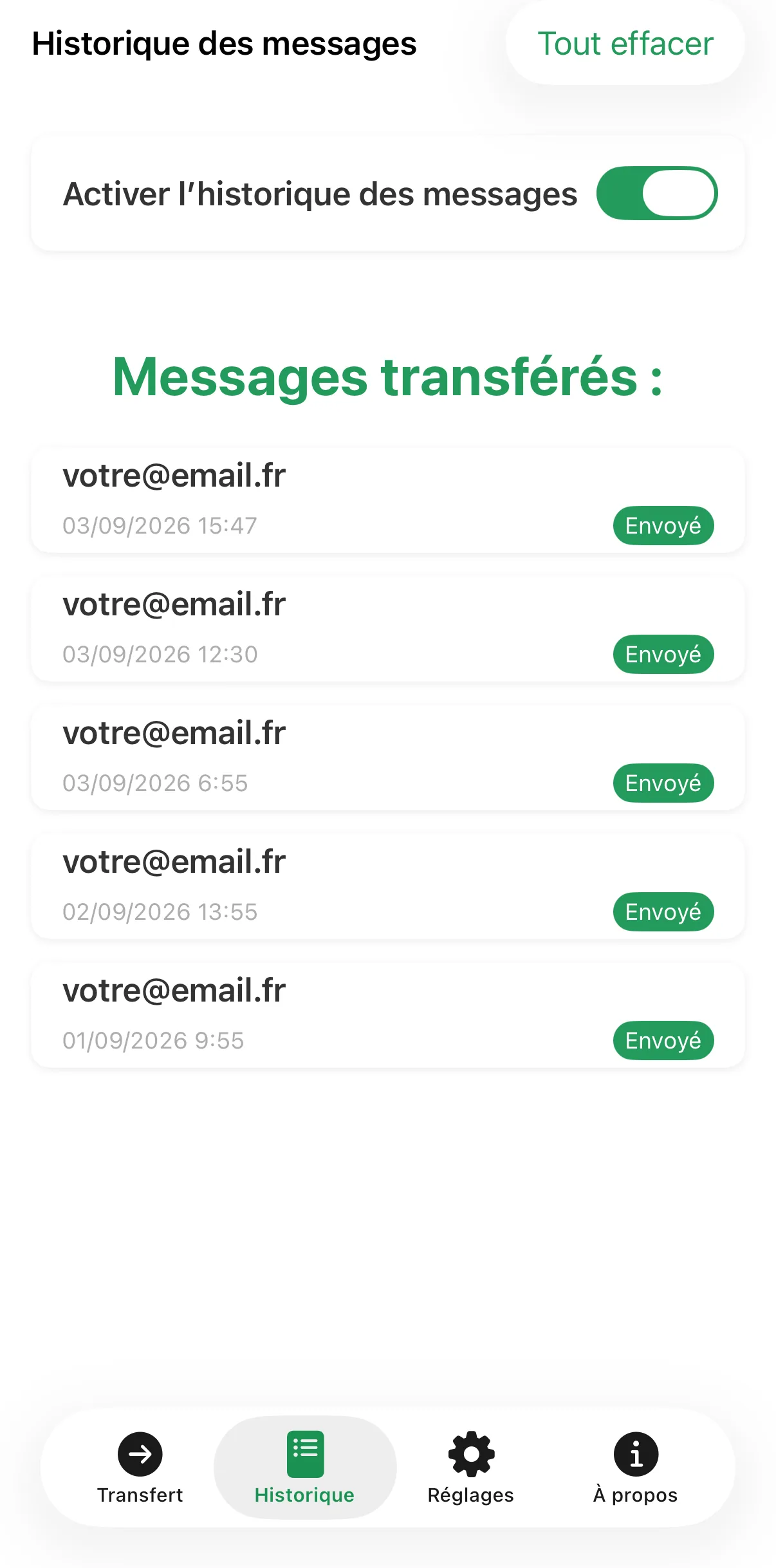 Capture : historique des messages
