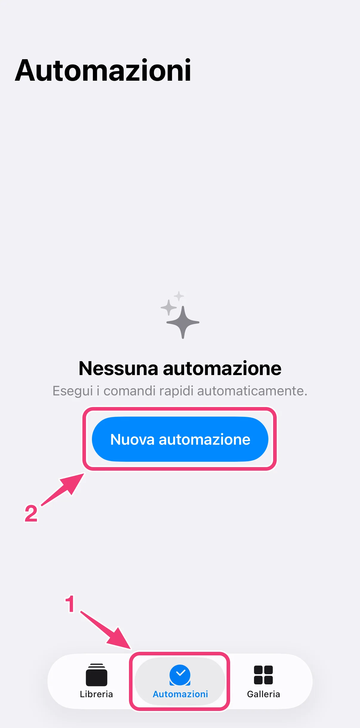 Screenshot: aggiungere una nuova automazione per i messaggi