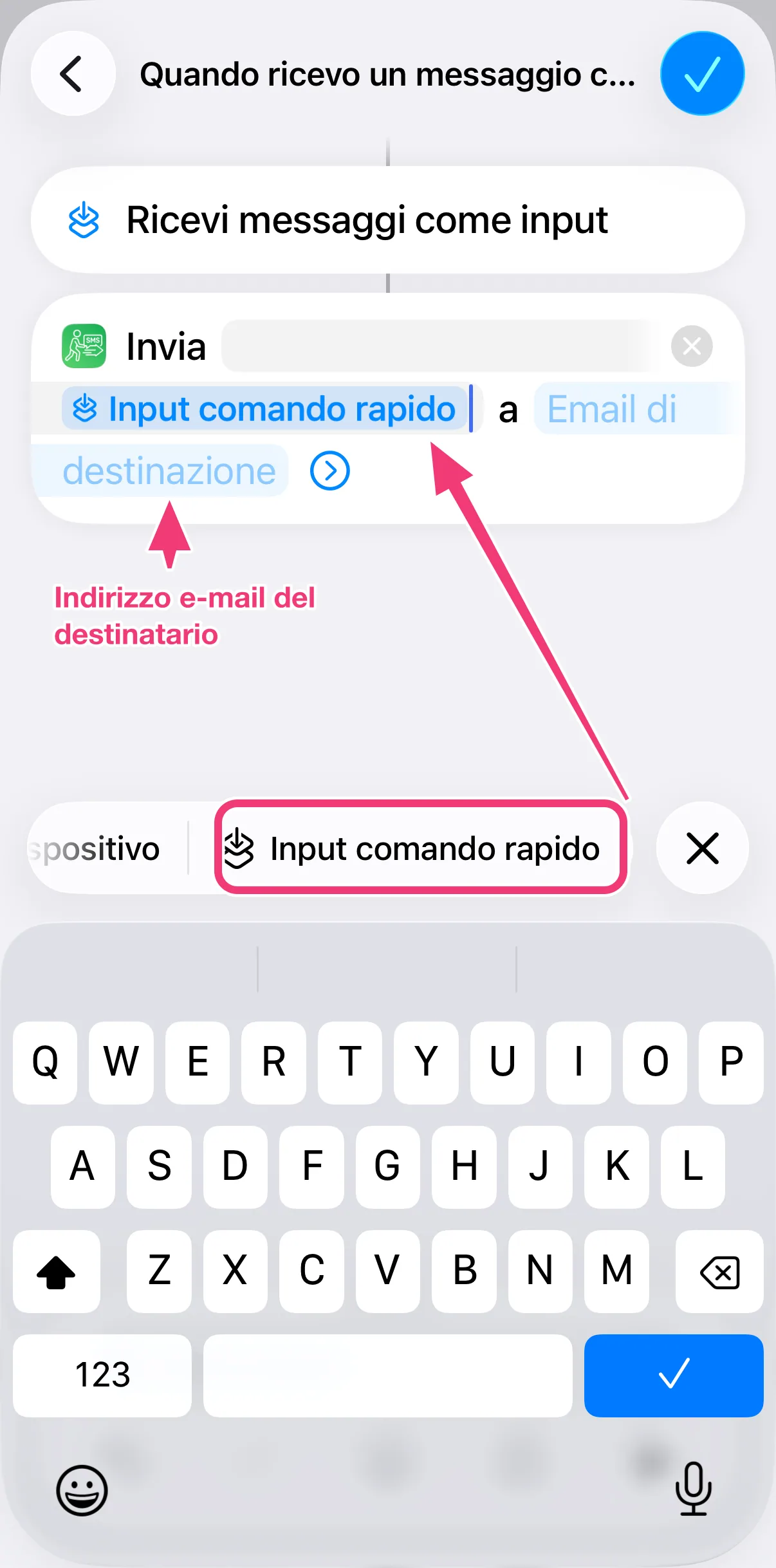 Screenshot: configurazione dell’email