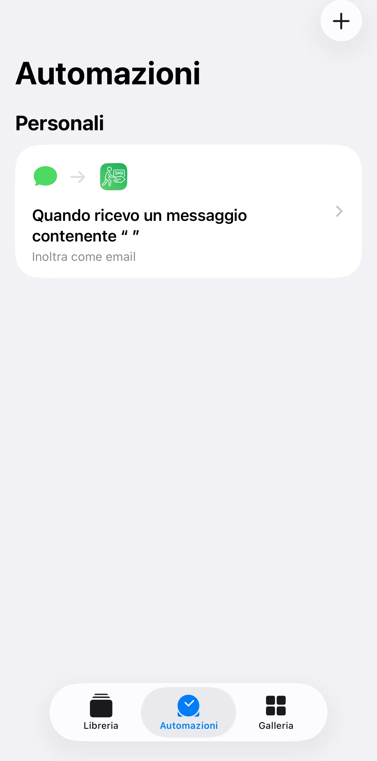 Screenshot: configurazione degli SMS completata