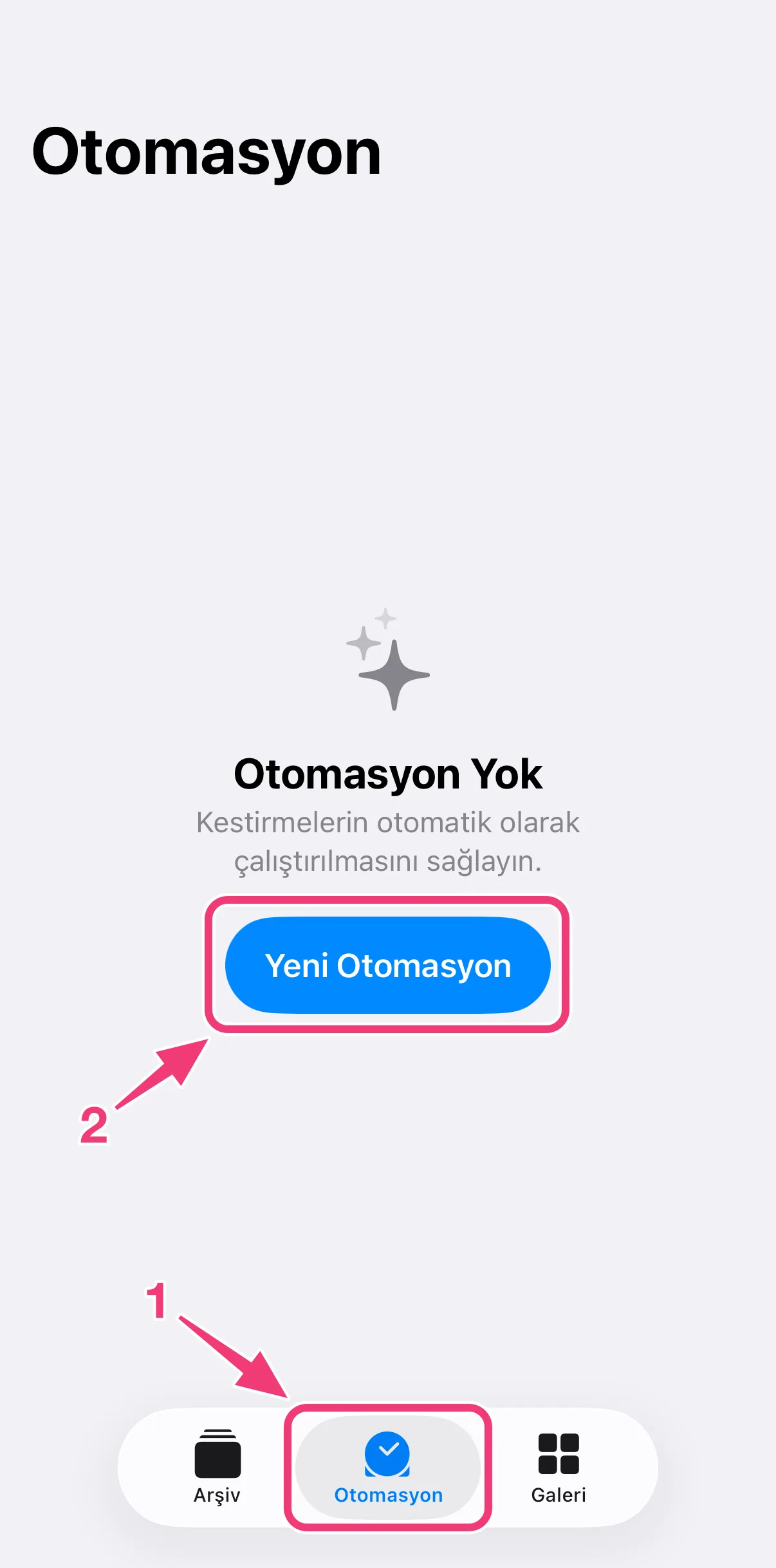 Ekran görüntüsü: yeni bir mesaj otomasyonu ekleme