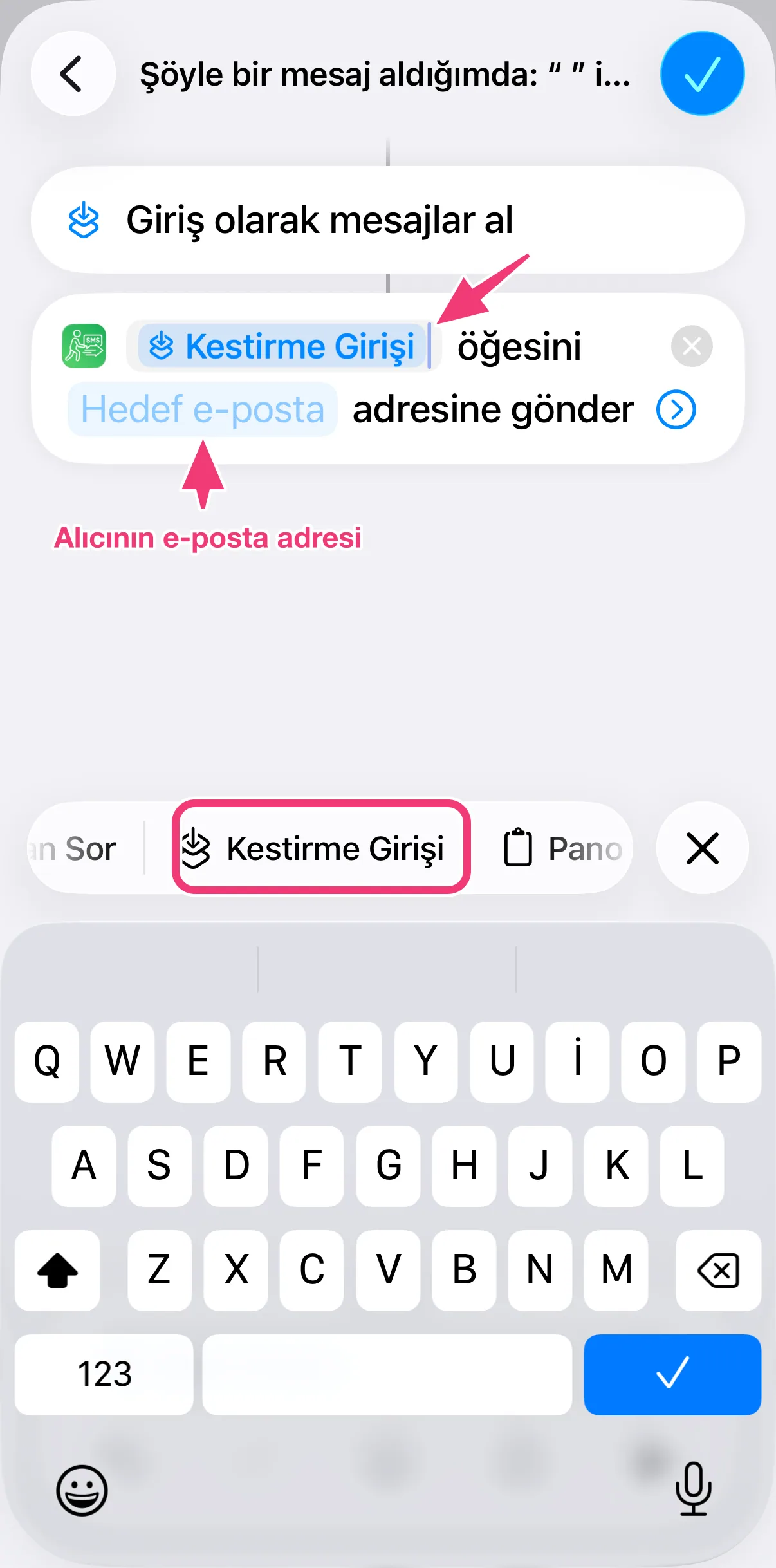 Ekran görüntüsü: e-posta ayarları