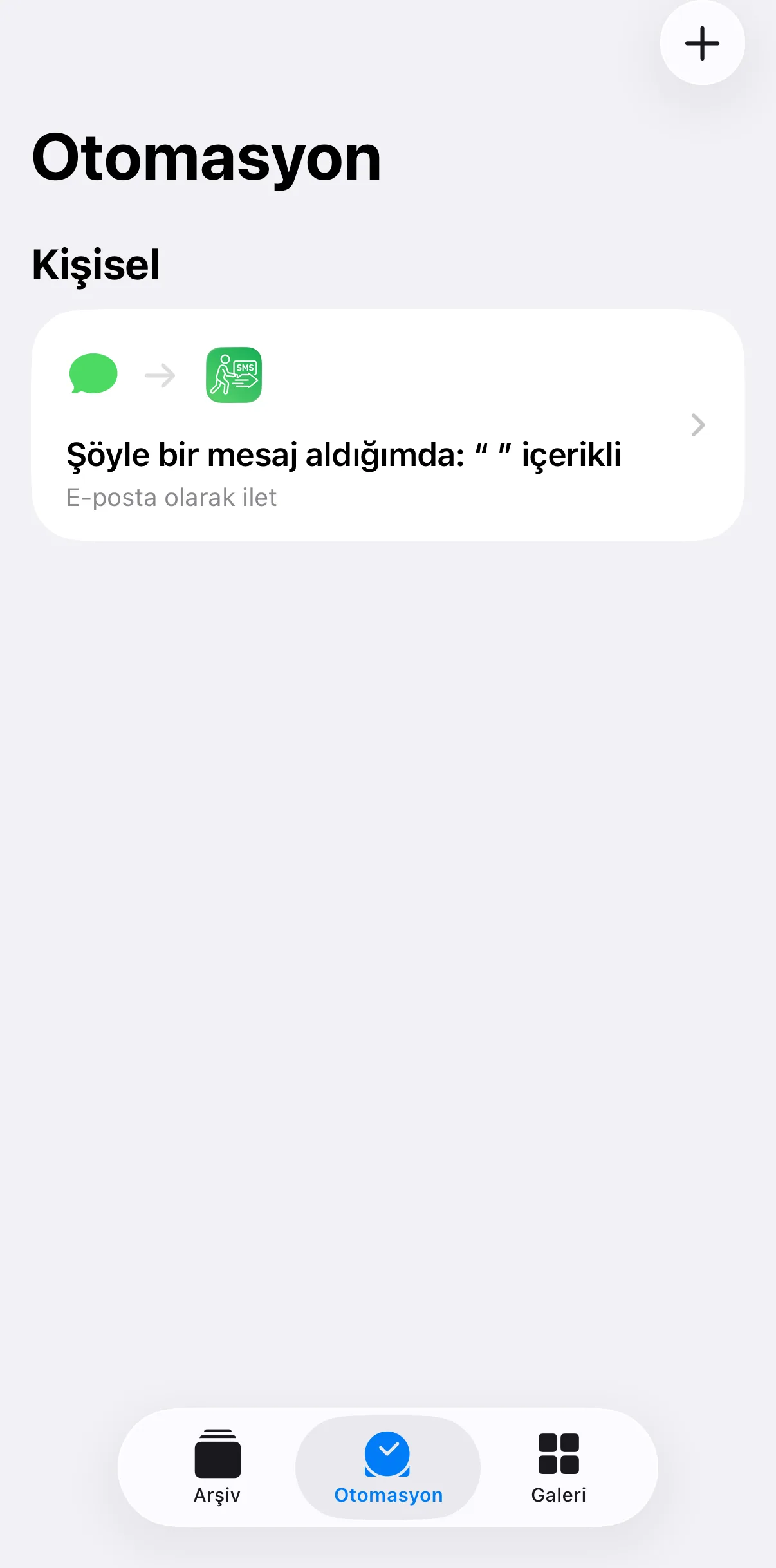 Ekran görüntüsü: SMS kurulumu tamamlandı