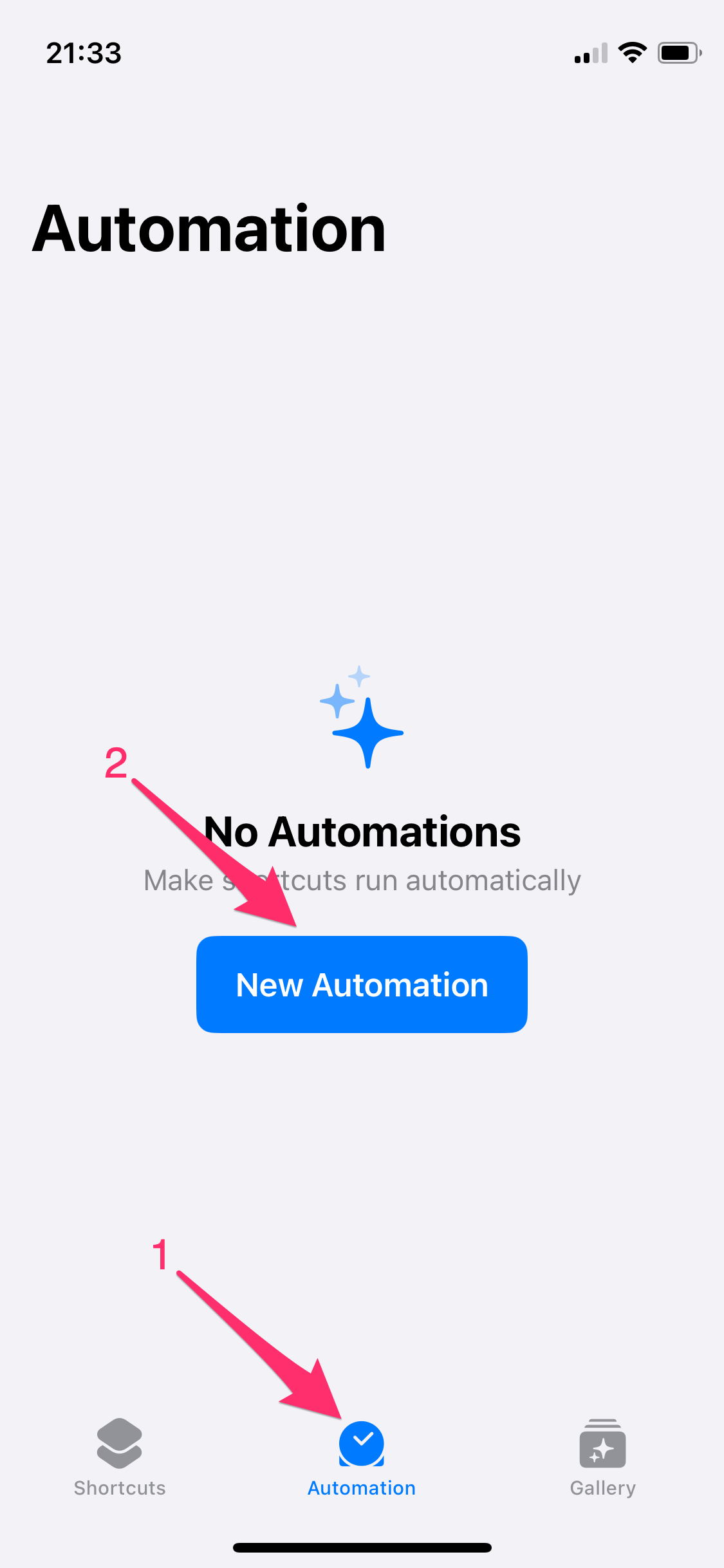 Screenshot Add New Message Automation