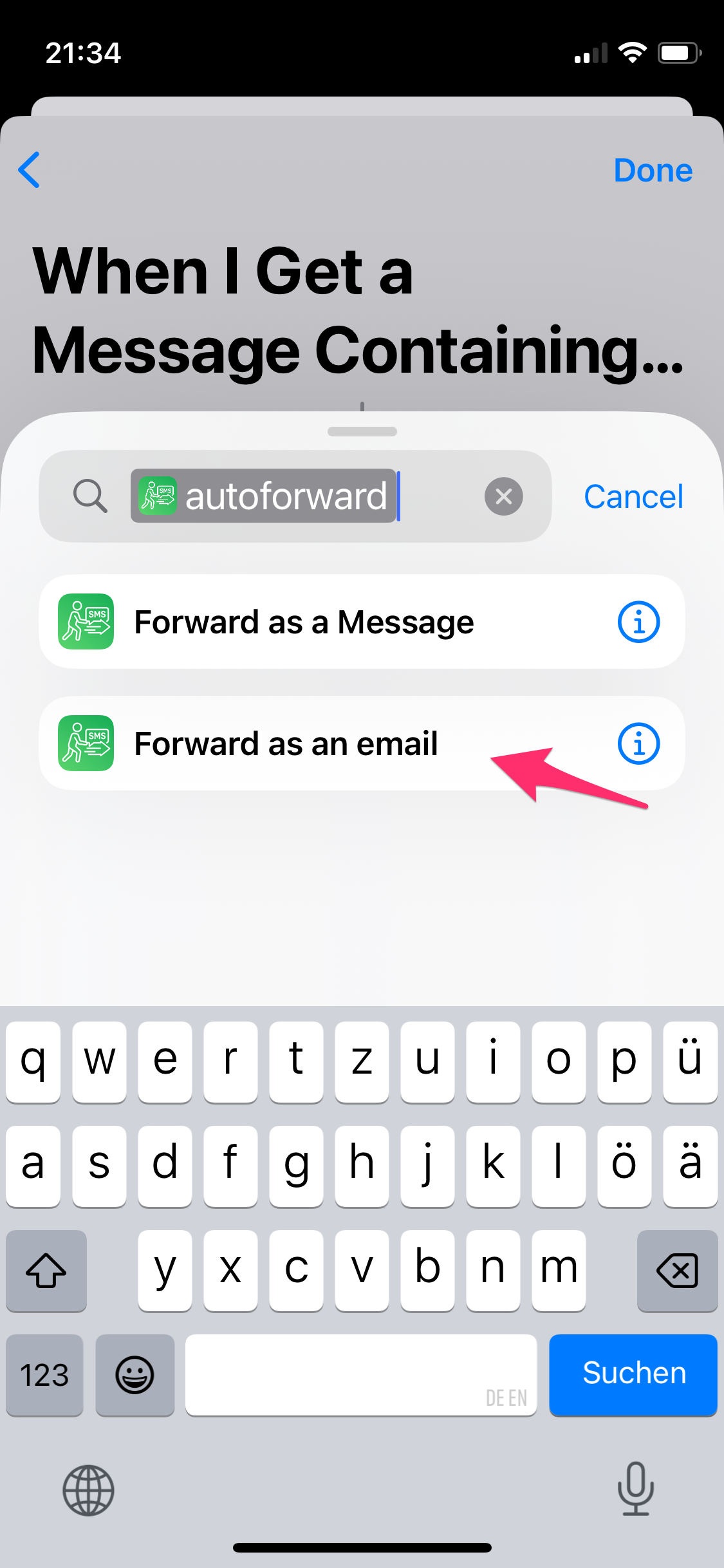 Screenshot autoforward Options
