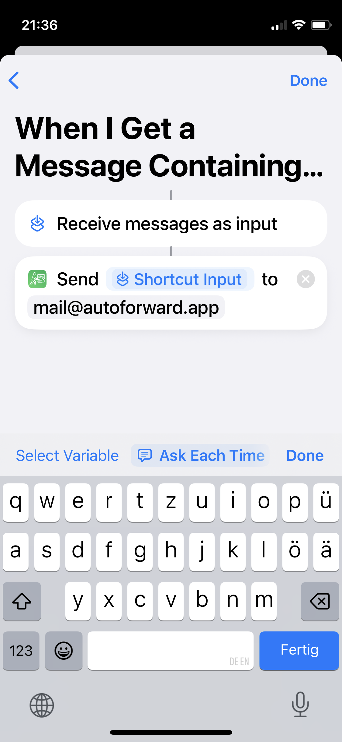 Screenshot Email Settings