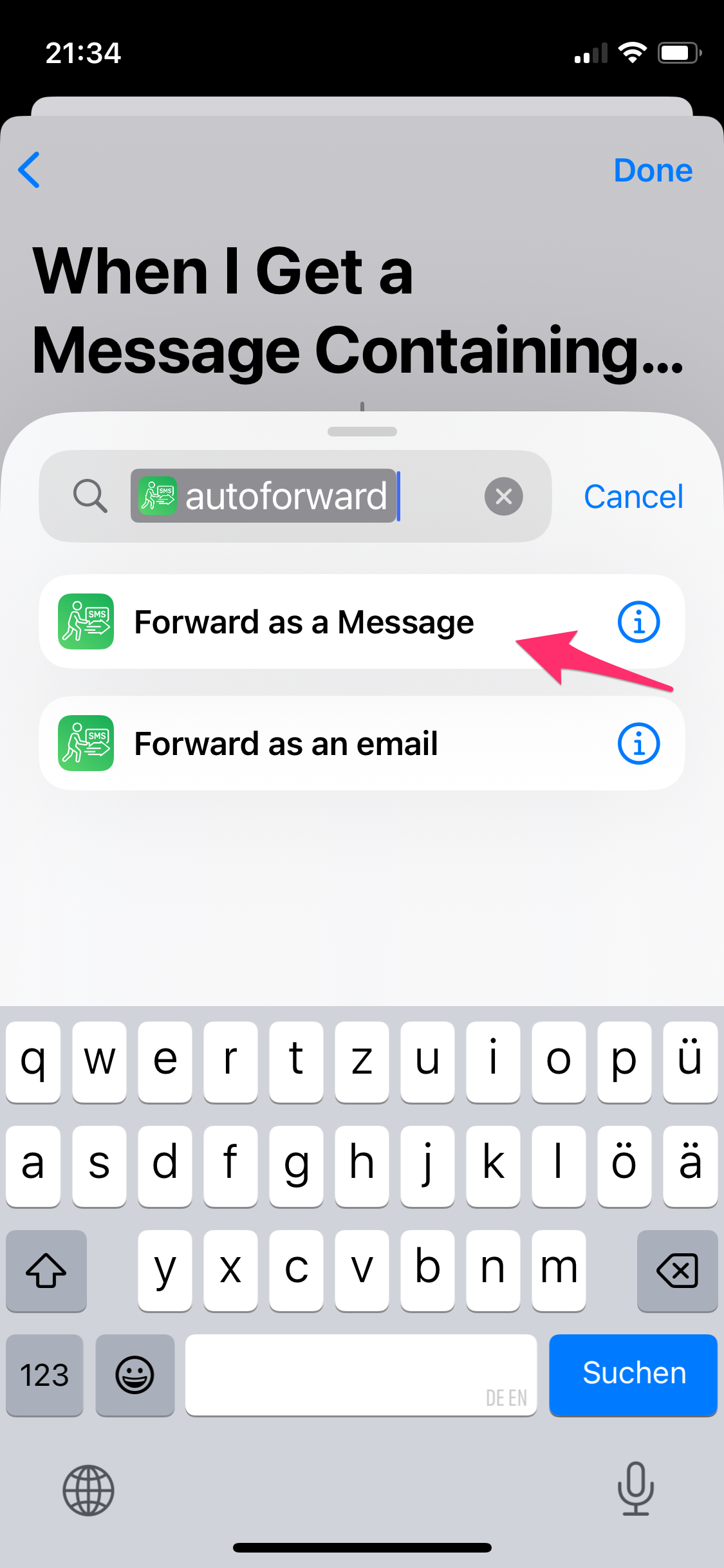 Screenshot autoforward options