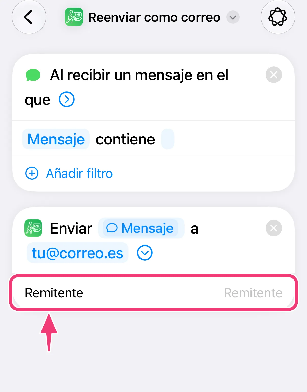 Captura: el campo Remitente