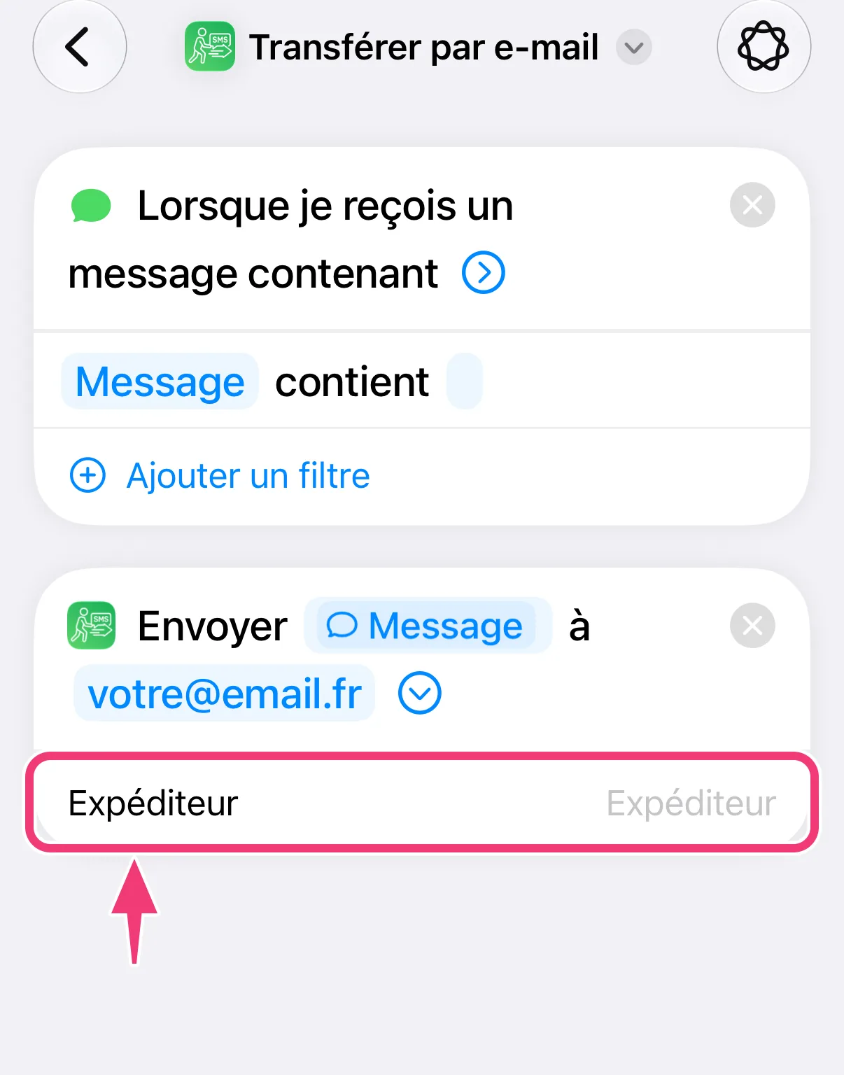 Capture : le champ Expéditeur