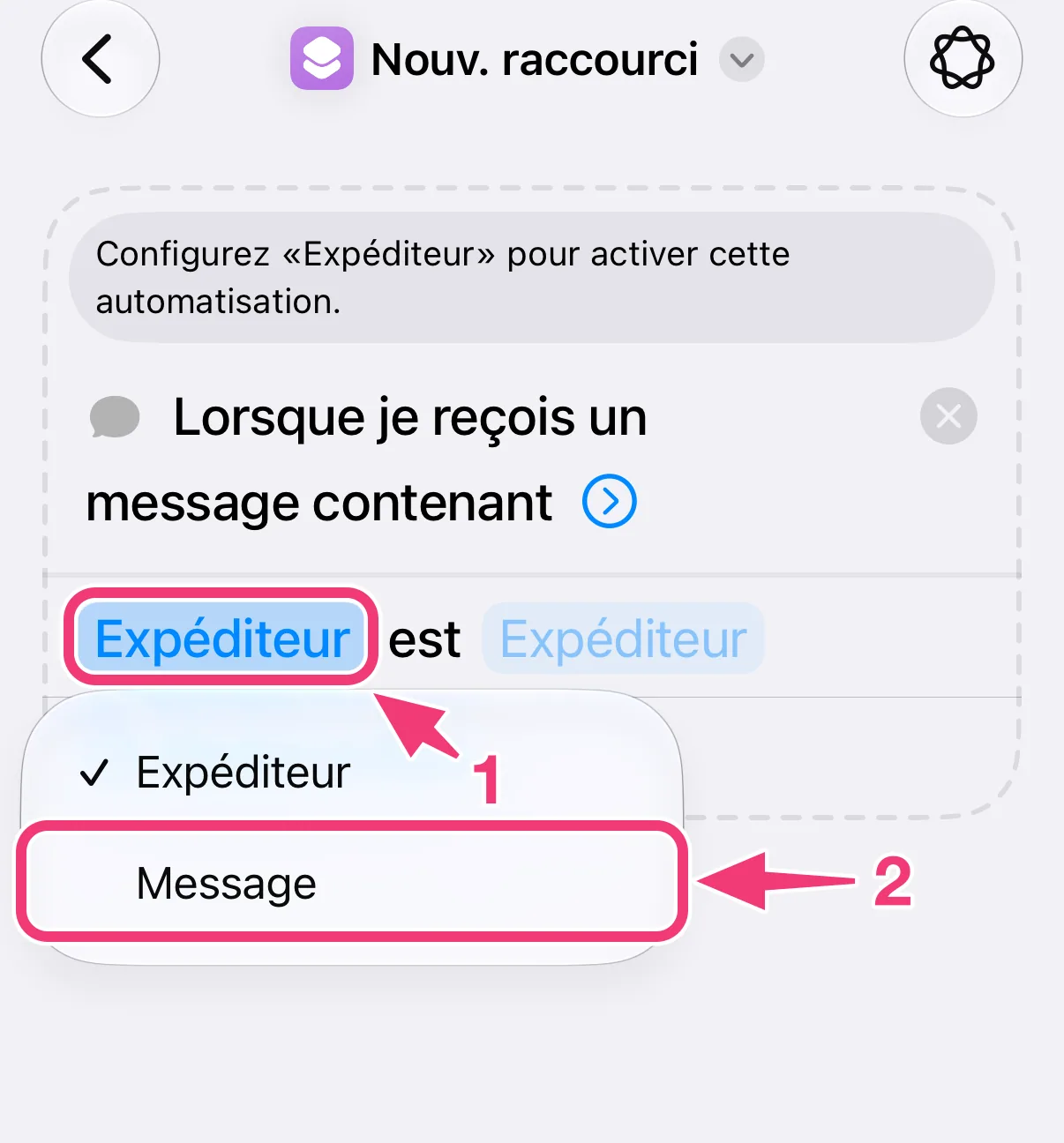 Capture : passer la condition sur Message