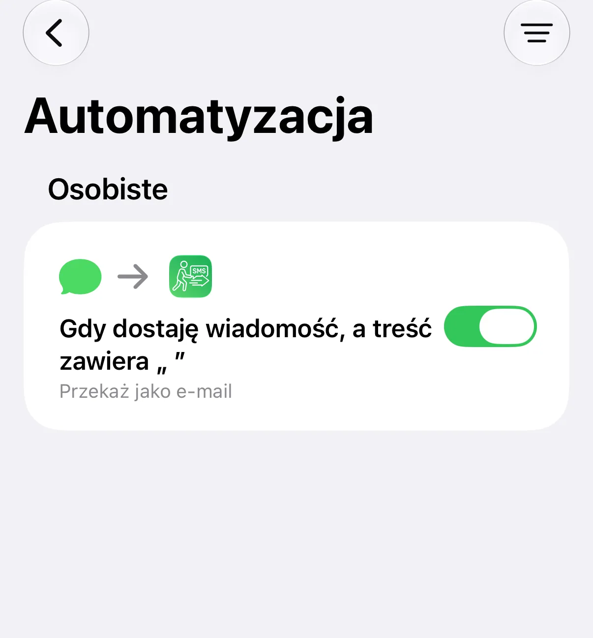 Zrzut ekranu: gotowa automatyzacja