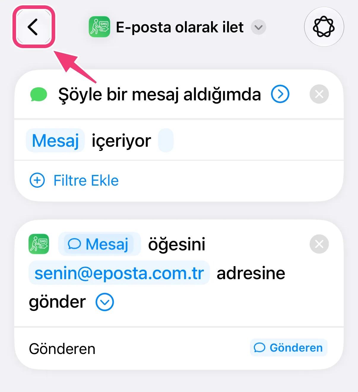 Ekran görüntüsü: otomasyonu kaydetme