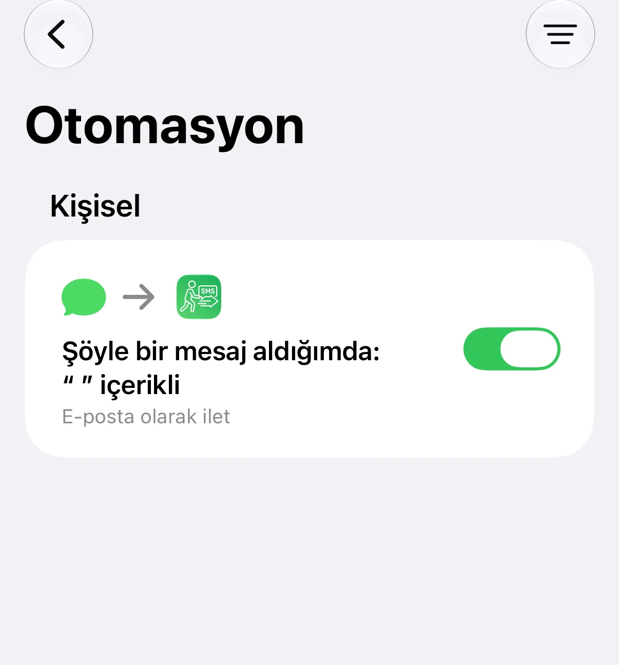 Ekran görüntüsü: tamamlanmış otomasyon