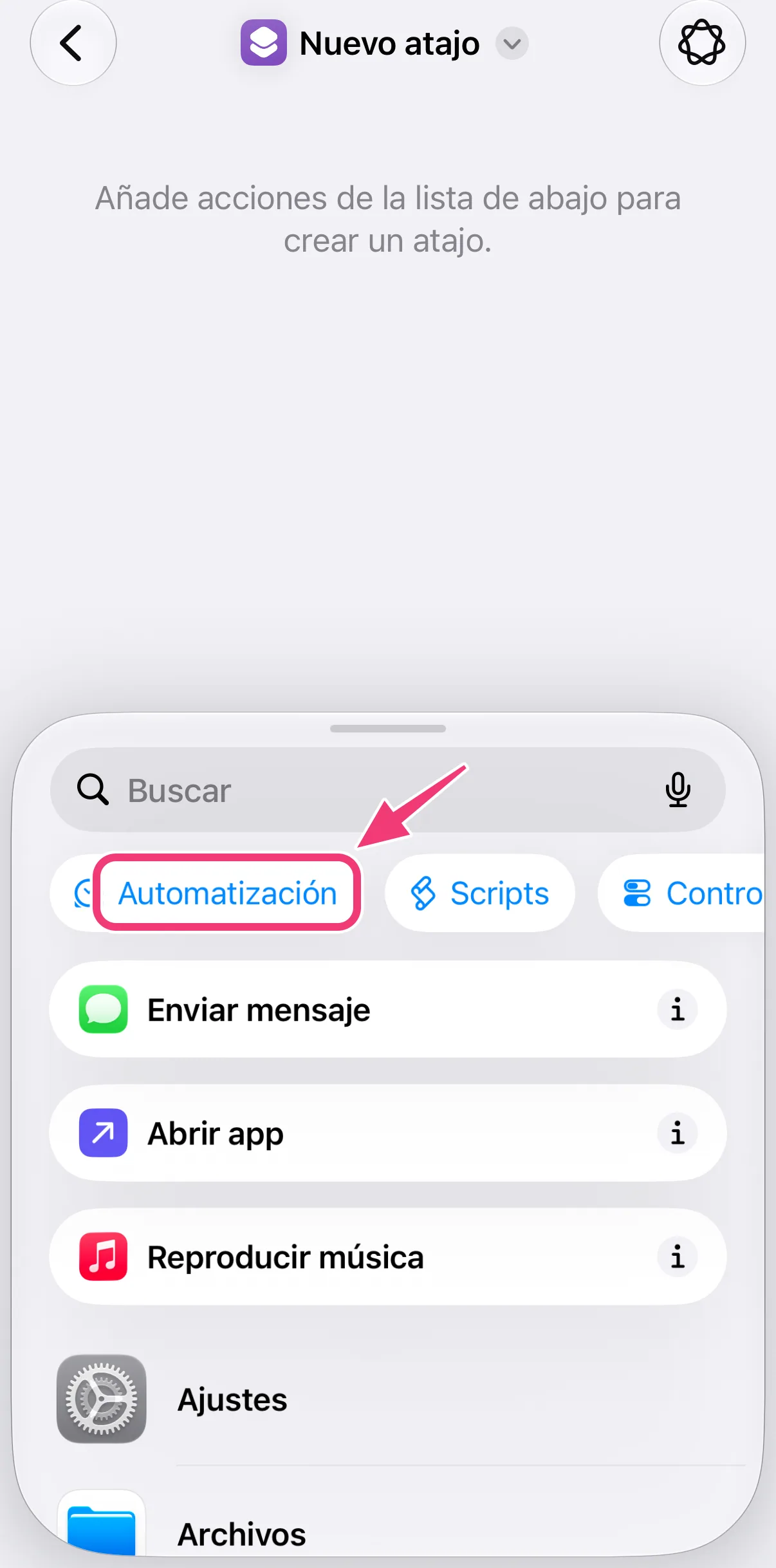 Captura: la categoría Automatización