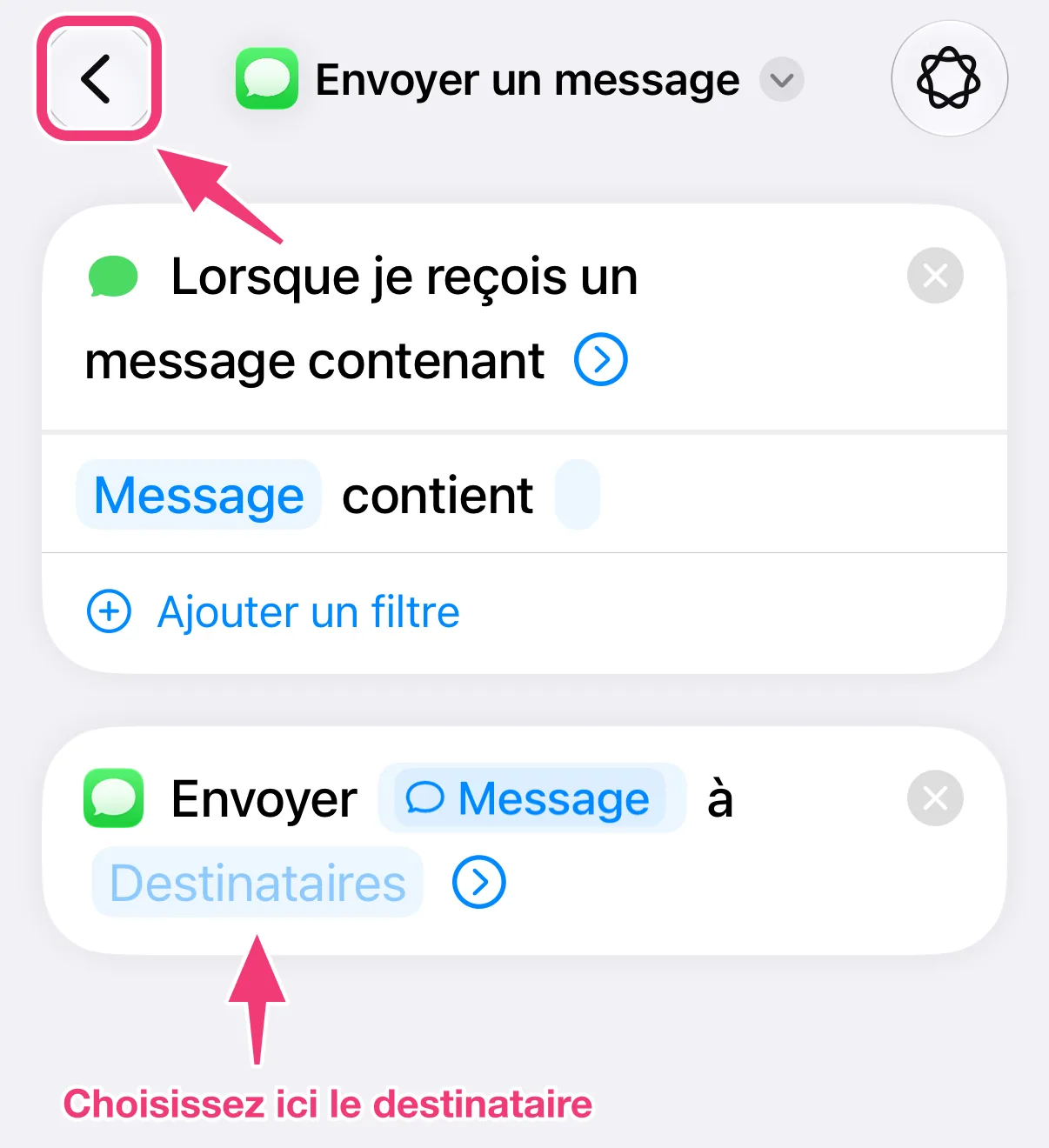 Capture : choisir le destinataire