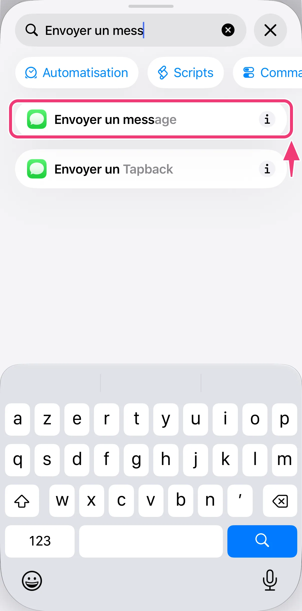Capture : l’action Envoyer un message