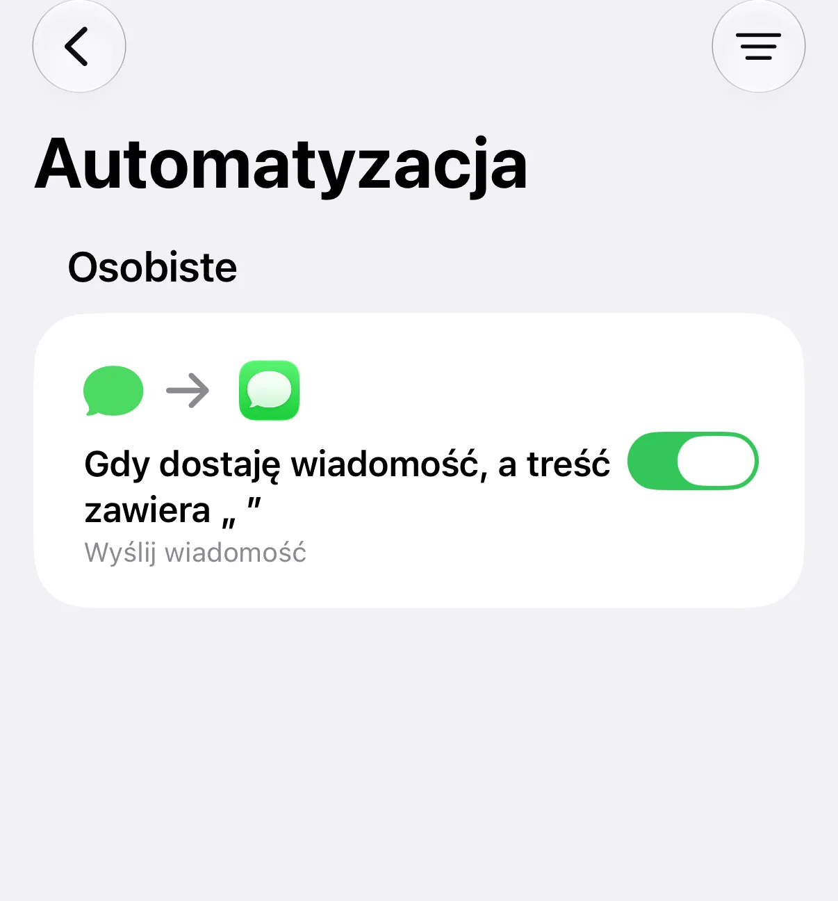 Zrzut ekranu: gotowa automatyzacja