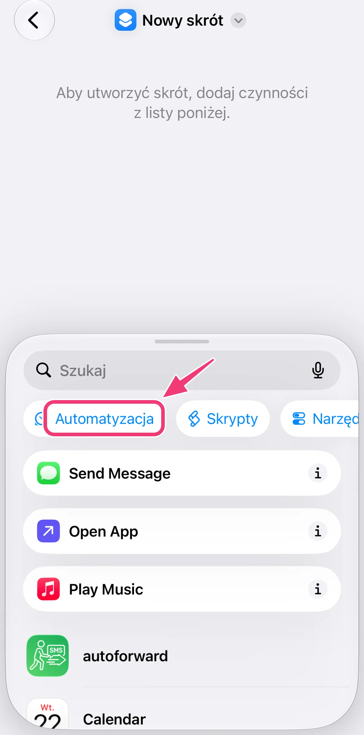 Zrzut ekranu: kategoria Automatyzacja