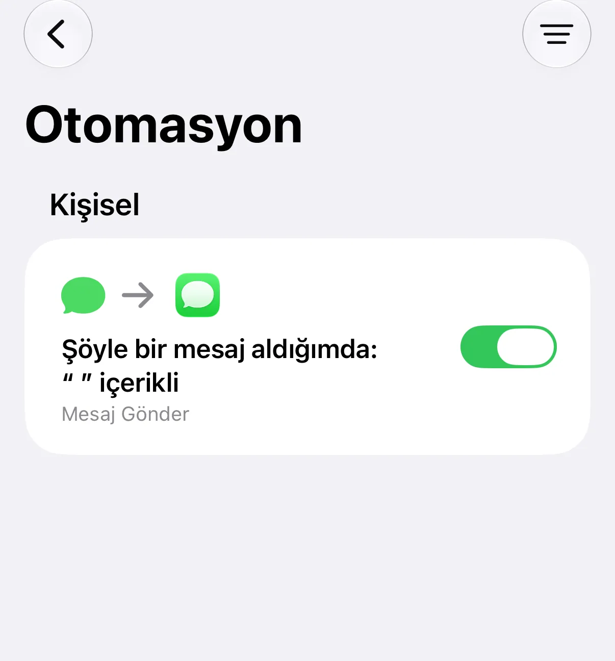 Ekran görüntüsü: tamamlanmış otomasyon