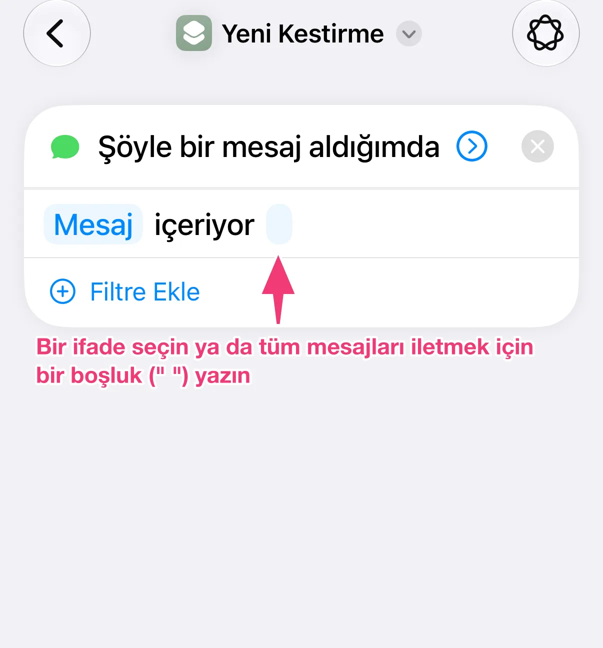 Ekran görüntüsü: boşluk yazma